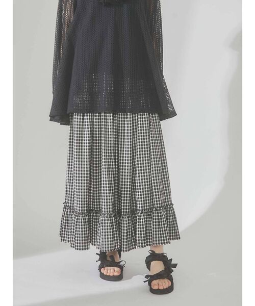merry jenny（メリージェニー）の「チェックティアードフレアスカート（スカート・レディース・ブラック/グリーン・FREE）」の2枚目の写真