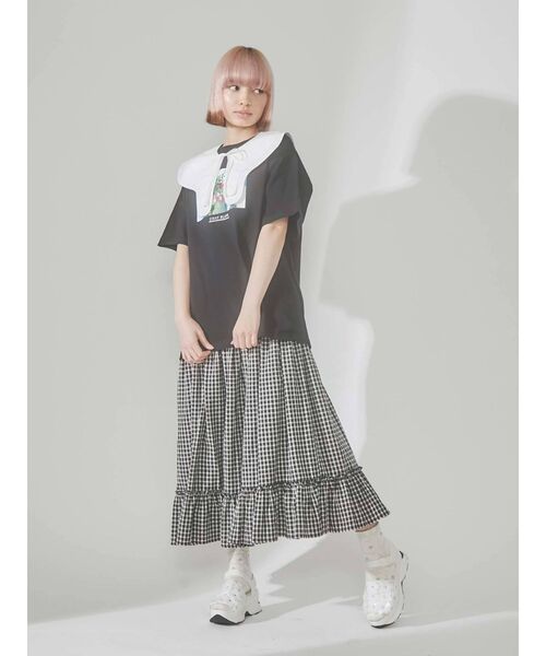 merry jenny（メリージェニー）の「チェックティアードフレアスカート（スカート・レディース・ブラック/グリーン・FREE）」の8枚目の写真