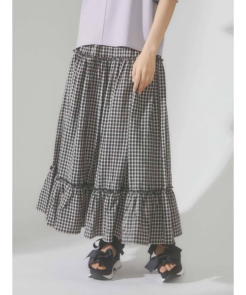 merry jenny（メリージェニー）の「チェックティアードフレアスカート（スカート・レディース・ブラック/グリーン・FREE）」の16枚目の写真