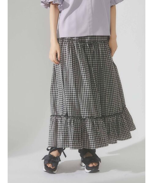 merry jenny（メリージェニー）の「チェックティアードフレアスカート（スカート・レディース・ブラック/グリーン・FREE）」の17枚目の写真