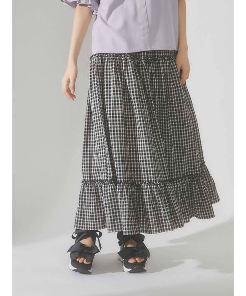 merry jenny（メリージェニー）の「チェックティアードフレアスカート（スカート・レディース・ブラック/グリーン・FREE）」の18枚目の写真