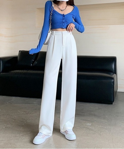 SONA（ソナ）の「SONYUNARA セミワイドピンタックスラックス（スラックス・レディース・ホワイト/ブラック/モカ・SMALL/MEDIUM）」の10枚目の写真