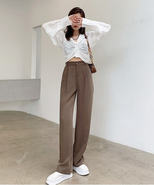 SONA（ソナ）の「SONYUNARA セミワイドピンタックスラックス（スラックス・レディース・ホワイト/ブラック/モカ・SMALL/MEDIUM）」の9枚目の写真