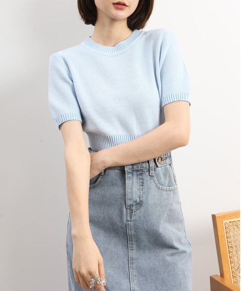 MAISON DE THERESE(メゾン ド テレーズ)の「サマーショート丈ニット(ニット/セーター・レディース・ブルー/グリーン/ベージュ・MEDIUM)」の5枚目の写真