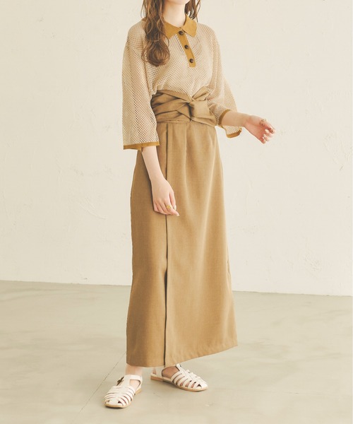 Ambre Neige（アンブルネージュ）の「配色ポロニット／【WEB/EC限定商品】（ニット/セーター・レディース・ライトイエロー/ライトベージュ・FREE）」の16枚目の写真