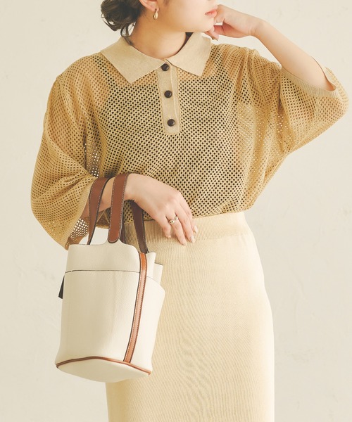 Ambre Neige（アンブルネージュ）の「配色ポロニット／【WEB/EC限定商品】（ニット/セーター・レディース・ライトイエロー/ライトベージュ・FREE）」の19枚目の写真