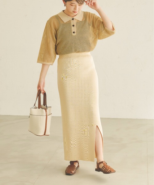 Ambre Neige（アンブルネージュ）の「配色ポロニット／【WEB/EC限定商品】（ニット/セーター・レディース・ライトイエロー/ライトベージュ・FREE）」の20枚目の写真