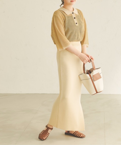 Ambre Neige（アンブルネージュ）の「配色ポロニット／【WEB/EC限定商品】（ニット/セーター・レディース・ライトイエロー/ライトベージュ・FREE）」の21枚目の写真