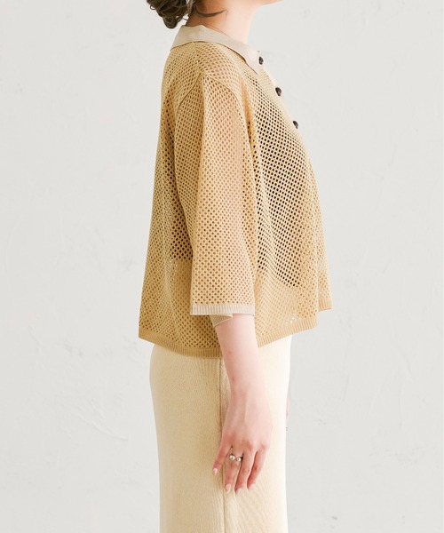 Ambre Neige（アンブルネージュ）の「配色ポロニット／【WEB/EC限定商品】（ニット/セーター・レディース・ライトイエロー/ライトベージュ・FREE）」の7枚目の写真