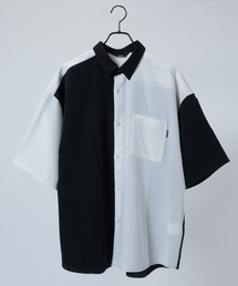 【a】ナチュラルストレッチポリエステル ルーズサイズ ベーシック/クレリック 半袖シャツ