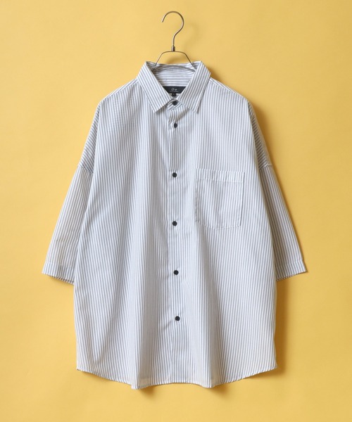 ANPAS(アンパス)の「Solid & Stripe Oversize Drop Shoulder Broadcloth Shirt/無地 ストライプ オーバーサイズ ドロップショルダー ブロードシャツ(シャツ/ブラウス・メンズ・ホワイト/ベージュ/ブルー/ホワイト系その他/ブルー系その他/ブルー系その他2/ブルー系その他3・LL/M/L)」の3枚目の写真