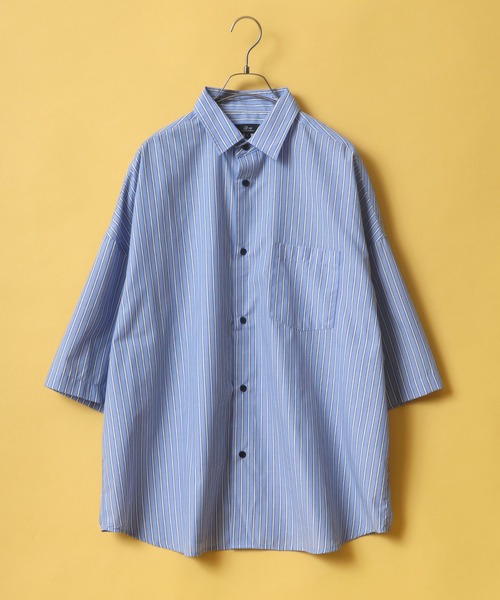 ANPAS(アンパス)の「Solid & Stripe Oversize Drop Shoulder Broadcloth Shirt/無地 ストライプ オーバーサイズ ドロップショルダー ブロードシャツ(シャツ/ブラウス・メンズ・ホワイト/ベージュ/ブルー/ホワイト系その他/ブルー系その他/ブルー系その他2/ブルー系その他3・LL/M/L)」の7枚目の写真