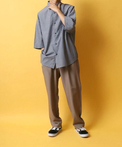 ANPAS(アンパス)の「Solid & Stripe Oversize Drop Shoulder Broadcloth Shirt/無地 ストライプ オーバーサイズ ドロップショルダー ブロードシャツ(シャツ/ブラウス・メンズ・ホワイト/ベージュ/ブルー/ホワイト系その他/ブルー系その他/ブルー系その他2/ブルー系その他3・LL/M/L)」の15枚目の写真