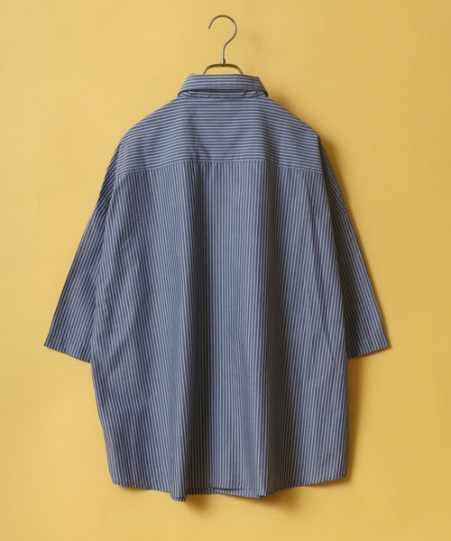 ANPAS(アンパス)の「Solid & Stripe Oversize Drop Shoulder Broadcloth Shirt/無地 ストライプ オーバーサイズ ドロップショルダー ブロードシャツ(シャツ/ブラウス・メンズ・ホワイト/ベージュ/ブルー/ホワイト系その他/ブルー系その他/ブルー系その他2/ブルー系その他3・LL/M/L)」の13枚目の写真