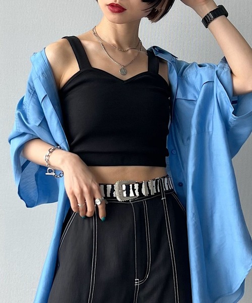 PAGEBOY（ページボーイ）の「リブショートタンク（タンクトップ・レディース・ブラック/オフホワイト/チョコ・FREE）」の3枚目の写真