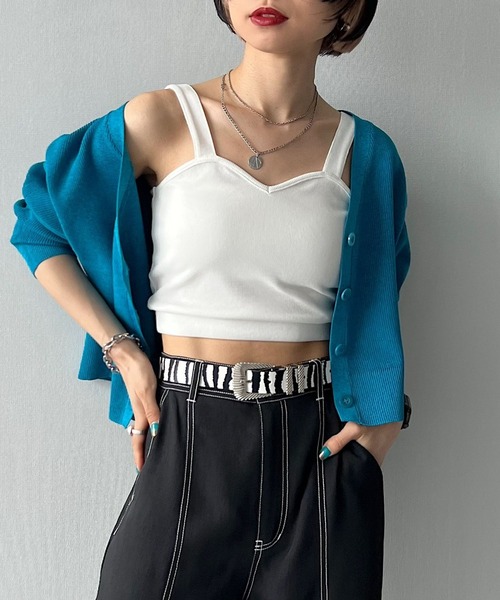 PAGEBOY（ページボーイ）の「リブショートタンク（タンクトップ・レディース・ブラック/オフホワイト/チョコ・FREE）」の6枚目の写真