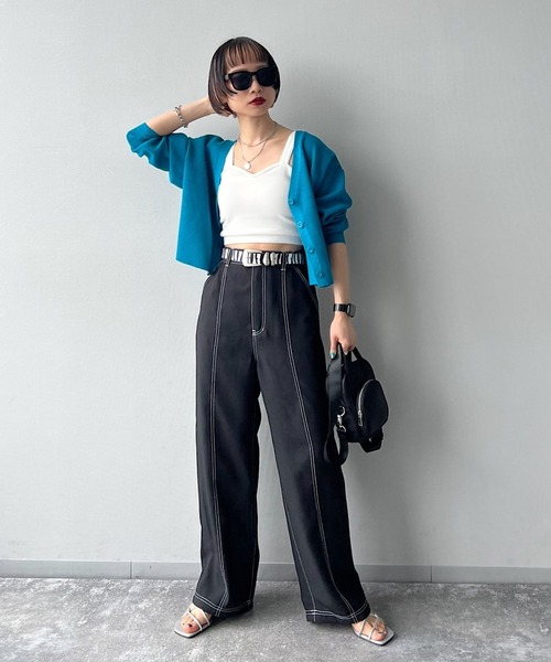 PAGEBOY（ページボーイ）の「リブショートタンク（タンクトップ・レディース・ブラック/オフホワイト/チョコ・FREE）」の8枚目の写真