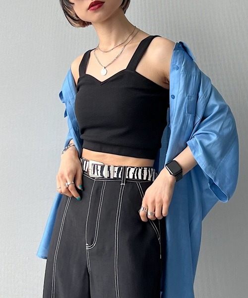 PAGEBOY（ページボーイ）の「リブショートタンク（タンクトップ・レディース・ブラック/オフホワイト/チョコ・FREE）」の9枚目の写真