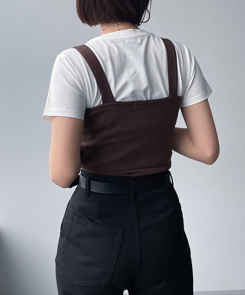 PAGEBOY（ページボーイ）の「リブショートタンク（タンクトップ・レディース・ブラック/オフホワイト/チョコ・FREE）」の12枚目の写真