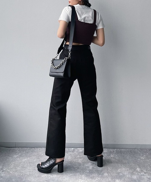 PAGEBOY（ページボーイ）の「リブショートタンク（タンクトップ・レディース・ブラック/オフホワイト/チョコ・FREE）」の14枚目の写真