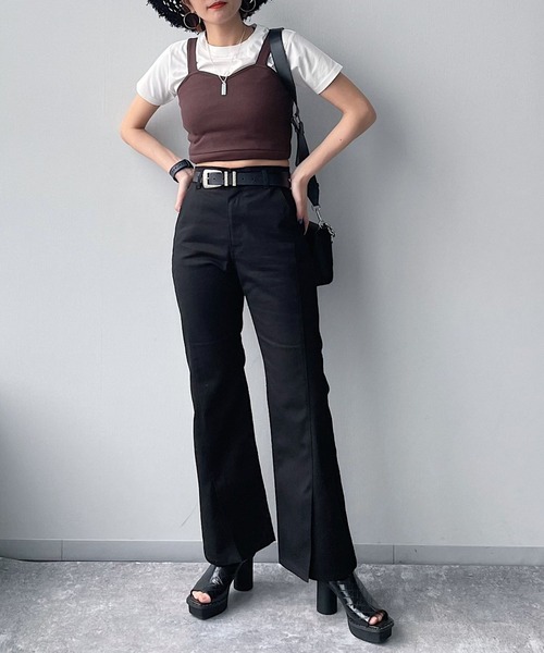 PAGEBOY（ページボーイ）の「リブショートタンク（タンクトップ・レディース・ブラック/オフホワイト/チョコ・FREE）」の15枚目の写真