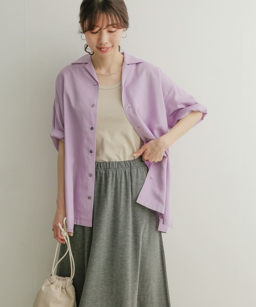 URBAN RESEARCH DOORS(アーバンリサーチドアーズ)の「開襟ワイドシャツ(シャツ/ブラウス・レディース・ベージュ/パープル/グリーン・MEDIUM)」の16枚目の写真