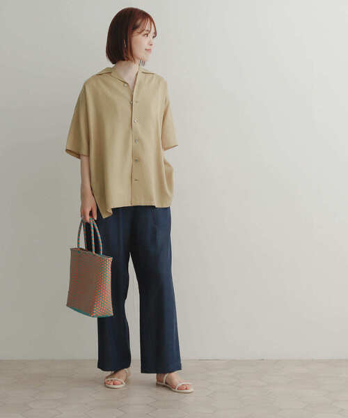 URBAN RESEARCH DOORS(アーバンリサーチドアーズ)の「開襟ワイドシャツ(シャツ/ブラウス・レディース・ベージュ/パープル/グリーン・MEDIUM)」の6枚目の写真