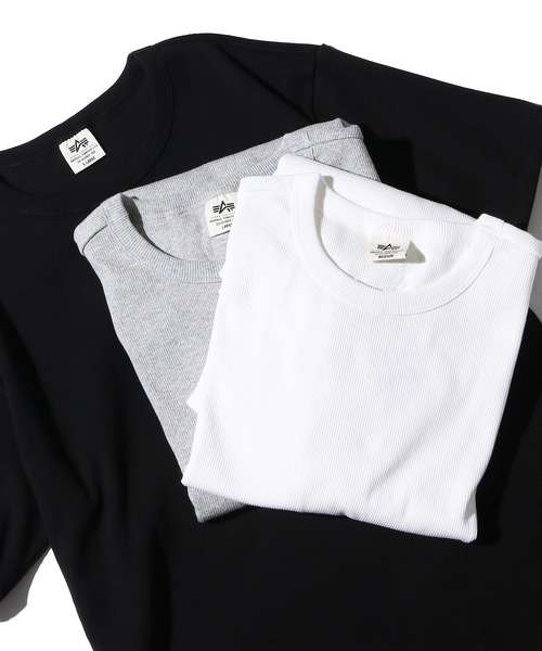 Alpha Industries（アルファインダストリーズ）の「ALPHA INDUSTRIES/アルファインダストリーズ S/S RIB T CREW NECK リブクルーネックT（Tシャツ/カットソー・メンズ・グレー/ホワイト/ブラック・XL/L/M）」の9枚目の写真