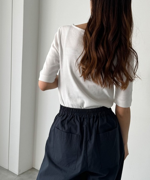 CANAL JEAN（キャナルジーン）の「harmonie -OrganicCotton-　無地5分袖Tシャツ（Tシャツ/カットソー・レディース・ホワイト/ブラック/ネイビー/グレー/オートミール・ONE SIZE）」の7枚目の写真