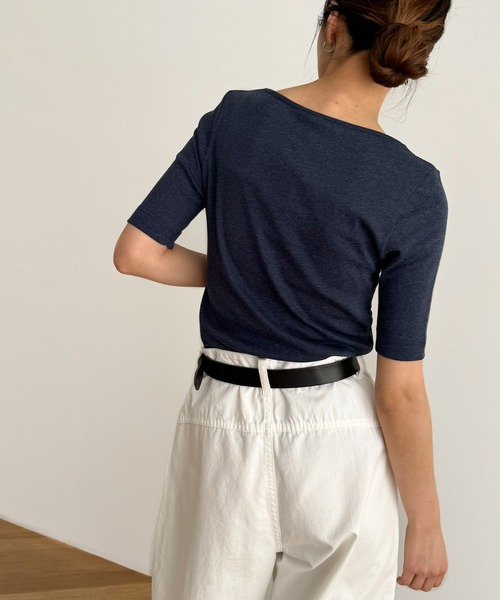 CANAL JEAN（キャナルジーン）の「harmonie -OrganicCotton-　無地5分袖Tシャツ（Tシャツ/カットソー・レディース・ホワイト/ブラック/ネイビー/グレー/オートミール・ONE SIZE）」の19枚目の写真