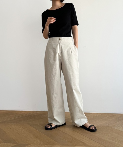 CANAL JEAN（キャナルジーン）の「harmonie -OrganicCotton-　無地5分袖Tシャツ（Tシャツ/カットソー・レディース・ホワイト/ブラック/ネイビー/グレー/オートミール・ONE SIZE）」の11枚目の写真