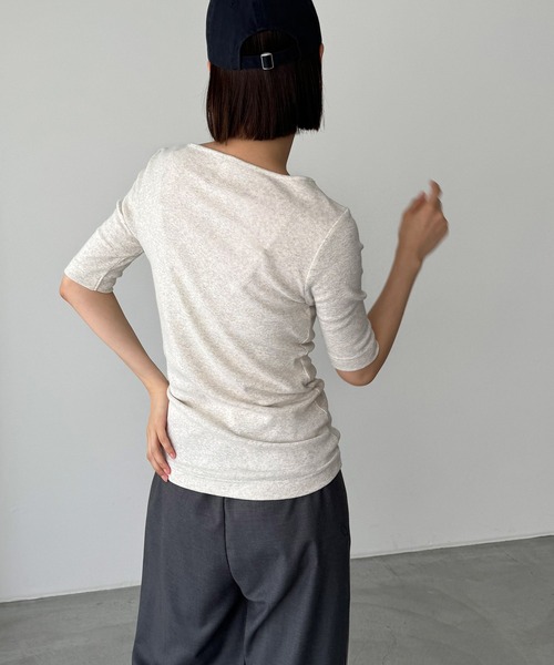 CANAL JEAN（キャナルジーン）の「harmonie -OrganicCotton-　無地5分袖Tシャツ（Tシャツ/カットソー・レディース・ホワイト/ブラック/ネイビー/グレー/オートミール・ONE SIZE）」の16枚目の写真