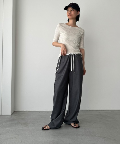 CANAL JEAN（キャナルジーン）の「harmonie -OrganicCotton-　無地5分袖Tシャツ（Tシャツ/カットソー・レディース・ホワイト/ブラック/ネイビー/グレー/オートミール・ONE SIZE）」の17枚目の写真