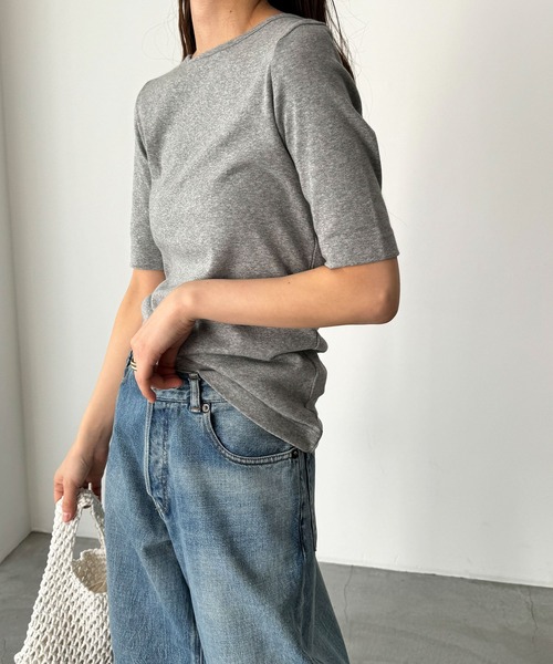 CANAL JEAN（キャナルジーン）の「harmonie -OrganicCotton-　無地5分袖Tシャツ（Tシャツ/カットソー・レディース・ホワイト/ブラック/ネイビー/グレー/オートミール・ONE SIZE）」の12枚目の写真