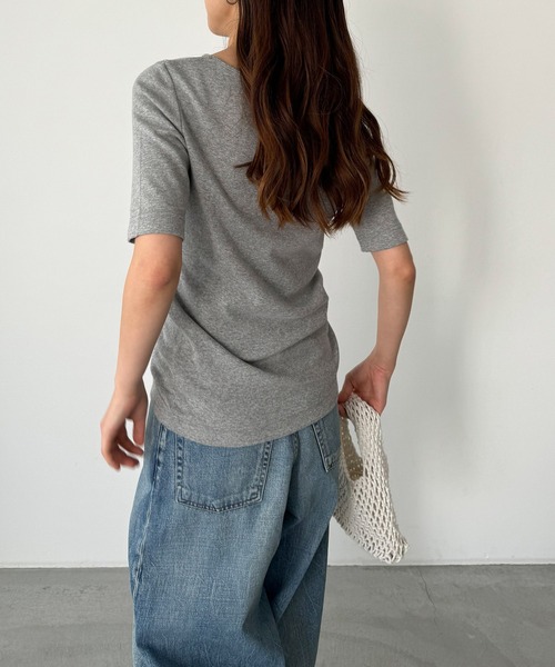 CANAL JEAN（キャナルジーン）の「harmonie -OrganicCotton-　無地5分袖Tシャツ（Tシャツ/カットソー・レディース・ホワイト/ブラック/ネイビー/グレー/オートミール・ONE SIZE）」の13枚目の写真