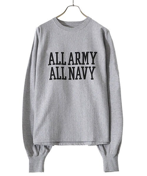 VOTE MAKE NEW CLOTHES（ボートメイクニュークローズ）の「VOTE MAKE NEW CLOTHES / ヴォート メイク ニュークローズ：ALL ARMY ALL NAVY L/S TEE：21FW-0004[WAX]（スウェット・メンズ・イエロー/グレー・L）」の3枚目の写真