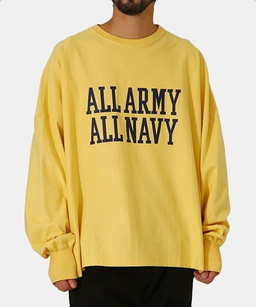 VOTE MAKE NEW CLOTHES（ボートメイクニュークローズ）の「VOTE MAKE NEW CLOTHES / ヴォート メイク ニュークローズ：ALL ARMY ALL NAVY L/S TEE：21FW-0004[WAX]（スウェット・メンズ・イエロー/グレー・L）」の20枚目の写真