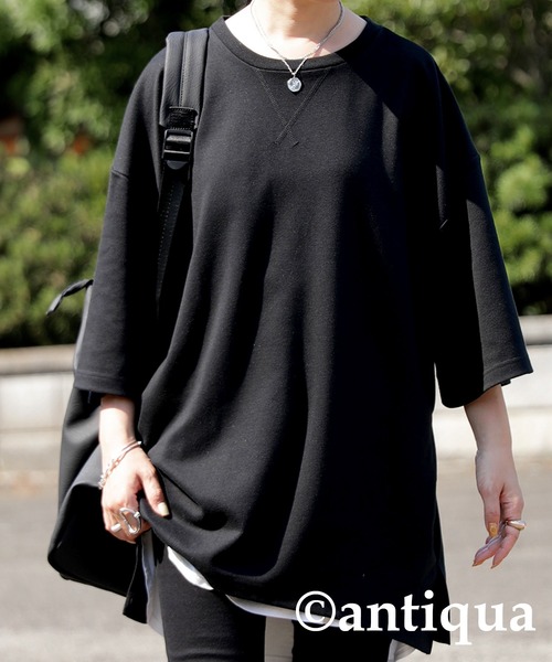 antiqua（アンティカ）の「カジュアルオーバーポンチTシャツ（Tシャツ/カットソー・レディース・ホワイト/カーキ/ブラック・FREE）」の3枚目の写真