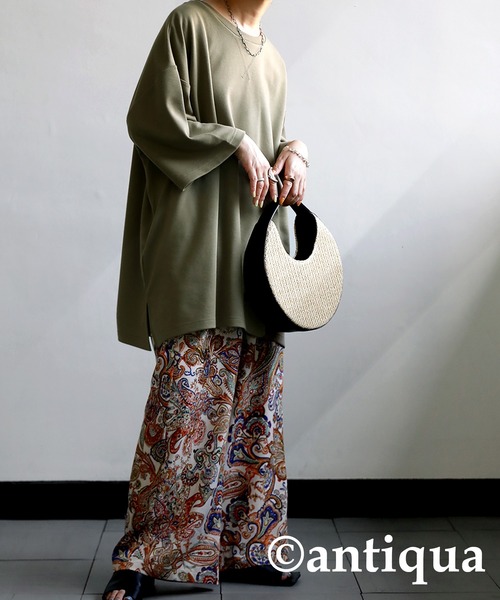 antiqua（アンティカ）の「カジュアルオーバーポンチTシャツ（Tシャツ/カットソー・レディース・ホワイト/カーキ/ブラック・FREE）」の11枚目の写真