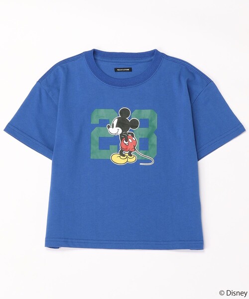 FREAK'S STORE(フリークスストア)の「WEB限定【DISNEY/ディズニー ミッキーマウス】 別注 ビッグシルエット ナンバリングデザイン プリントTシャツ(Tシャツ/カットソー・キッズ・ホワイト/グレー/ブラック/ベージュ/グリーン/ブルー・120/150/130/140)」の1枚目の写真