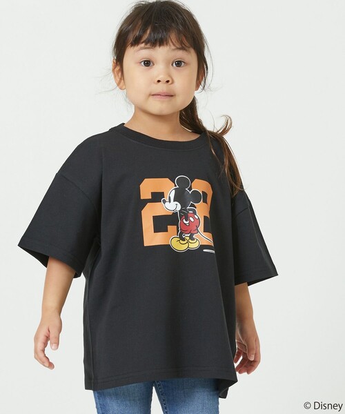 FREAK'S STORE(フリークスストア)の「WEB限定【DISNEY/ディズニー ミッキーマウス】 別注 ビッグシルエット ナンバリングデザイン プリントTシャツ(Tシャツ/カットソー・キッズ・ホワイト/グレー/ブラック/ベージュ/グリーン/ブルー・120/150/130/140)」の11枚目の写真