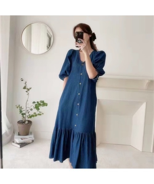 RUUX(ルーフ)の「ワンピース(ワンピース・レディース・インディゴブルー/ブルー・S/M/L/XL)」の4枚目の写真