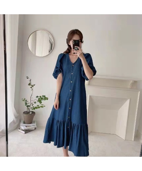 RUUX(ルーフ)の「ワンピース(ワンピース・レディース・インディゴブルー/ブルー・S/M/L/XL)」の6枚目の写真