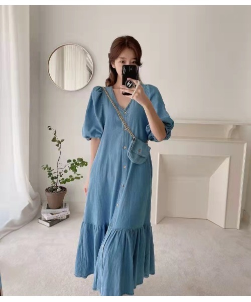 RUUX(ルーフ)の「ワンピース(ワンピース・レディース・インディゴブルー/ブルー・S/M/L/XL)」の10枚目の写真