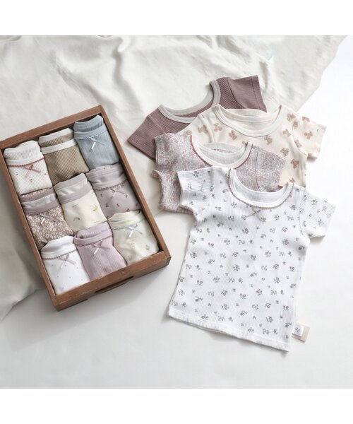 apres les cours（アプレレクール）の「GIRLS ワッフル半袖インナー（インナーウェア/肌着・キッズ・アイボリー/ラベンダー/ピンク/キナリ・90/130/100/80/110/120）」の6枚目の写真