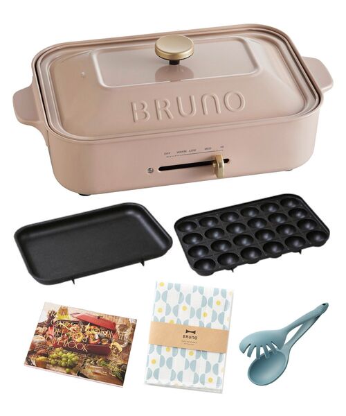 BRUNO(ブルーノ)の「コンパクトホットプレート レシピ 蚊帳ふきん シリコーントング(キッチン家電・レディース・ホワイト/ネイビー/レッド/ライム/ピンクベージュ/レッド系その他/ライトブルーグレー・フリ-)」の6枚目の写真