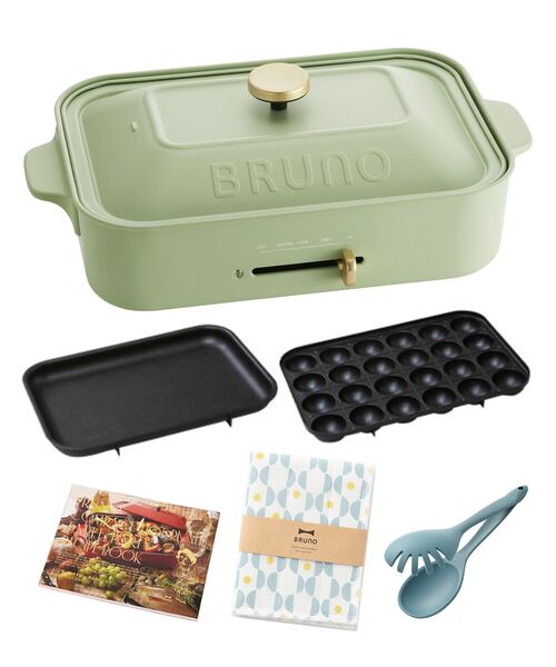 BRUNO(ブルーノ)の「コンパクトホットプレート レシピ 蚊帳ふきん シリコーントング(キッチン家電・レディース・ホワイト/ネイビー/レッド/ライム/ピンクベージュ/レッド系その他/ライトブルーグレー・フリ-)」の4枚目の写真
