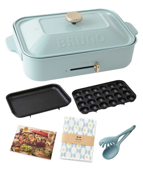 BRUNO(ブルーノ)の「コンパクトホットプレート レシピ 蚊帳ふきん シリコーントング(キッチン家電・レディース・ホワイト/ネイビー/レッド/ライム/ピンクベージュ/レッド系その他/ライトブルーグレー・フリ-)」の3枚目の写真