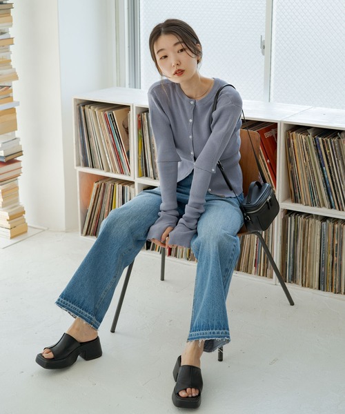 Kastane（カスタネ）の「【サイズ展開あり】ハイウエストストレートデニムパンツ（デニムパンツ・レディース・アイボリー/ブルー・1/2/0）」の4枚目の写真