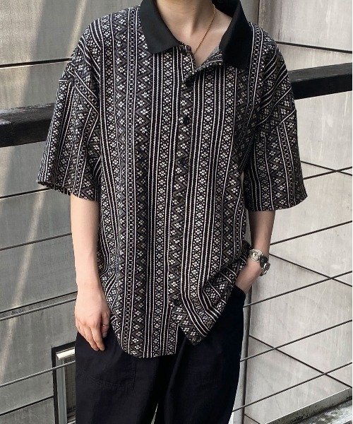 PairPair(ペアペア)の「ジャガードポロ(ユニセックス)(ポロシャツ・メンズ・ブラック/ベージュ/グレー・MEDIUM/LARGE)」の20枚目の写真
